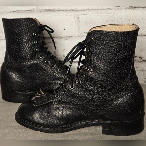 Vintage Brahma Canada West Black Leather Work Boots Lace-to-Toe Size 6 - Picture 6 of 12